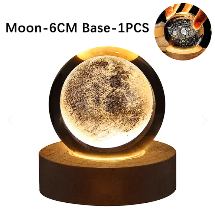 🌙 Lámpara Luna 3D en Esfera de Cristal🌙