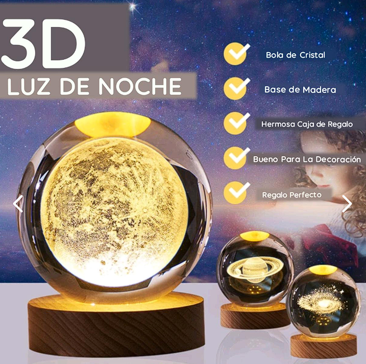 🌙 Lámpara Luna 3D en Esfera de Cristal🌙