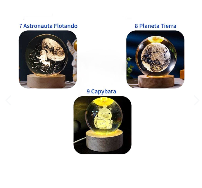 💎 Lámpara Esfera de Cristal 3D 💎